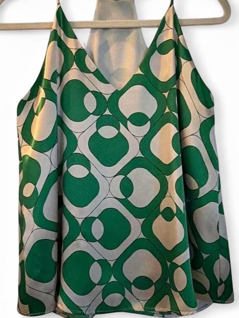 Geometric Green & Gray Cami Like New